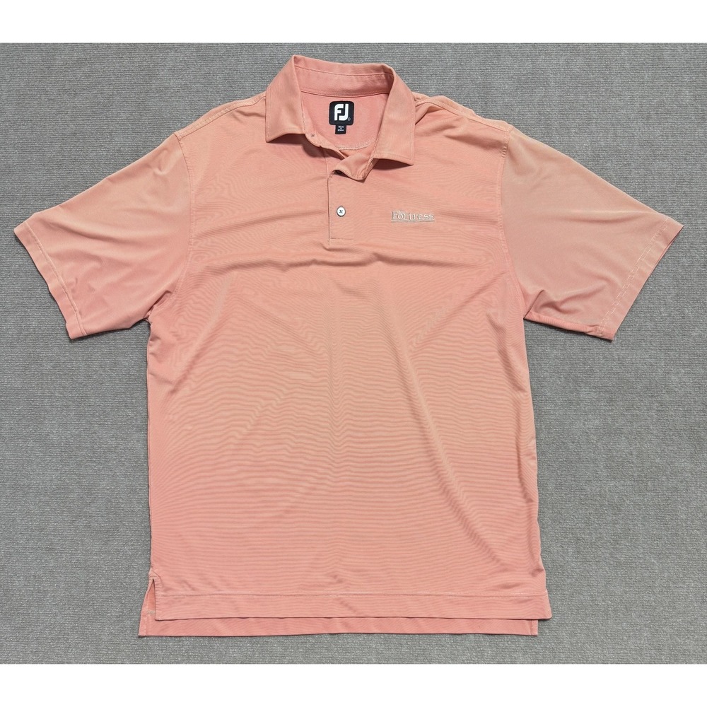 FootJoy‎ Polo Shirt Mens Large Coral Pink Golf Performance Stretch The Fortress